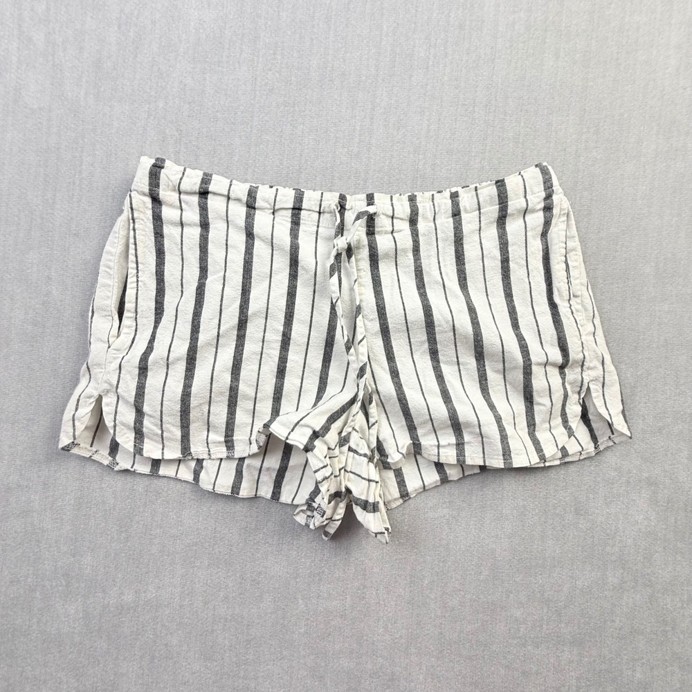 John Galt Brandy Melville Striped Shorts White Black Drawstring Cotton Womens OS